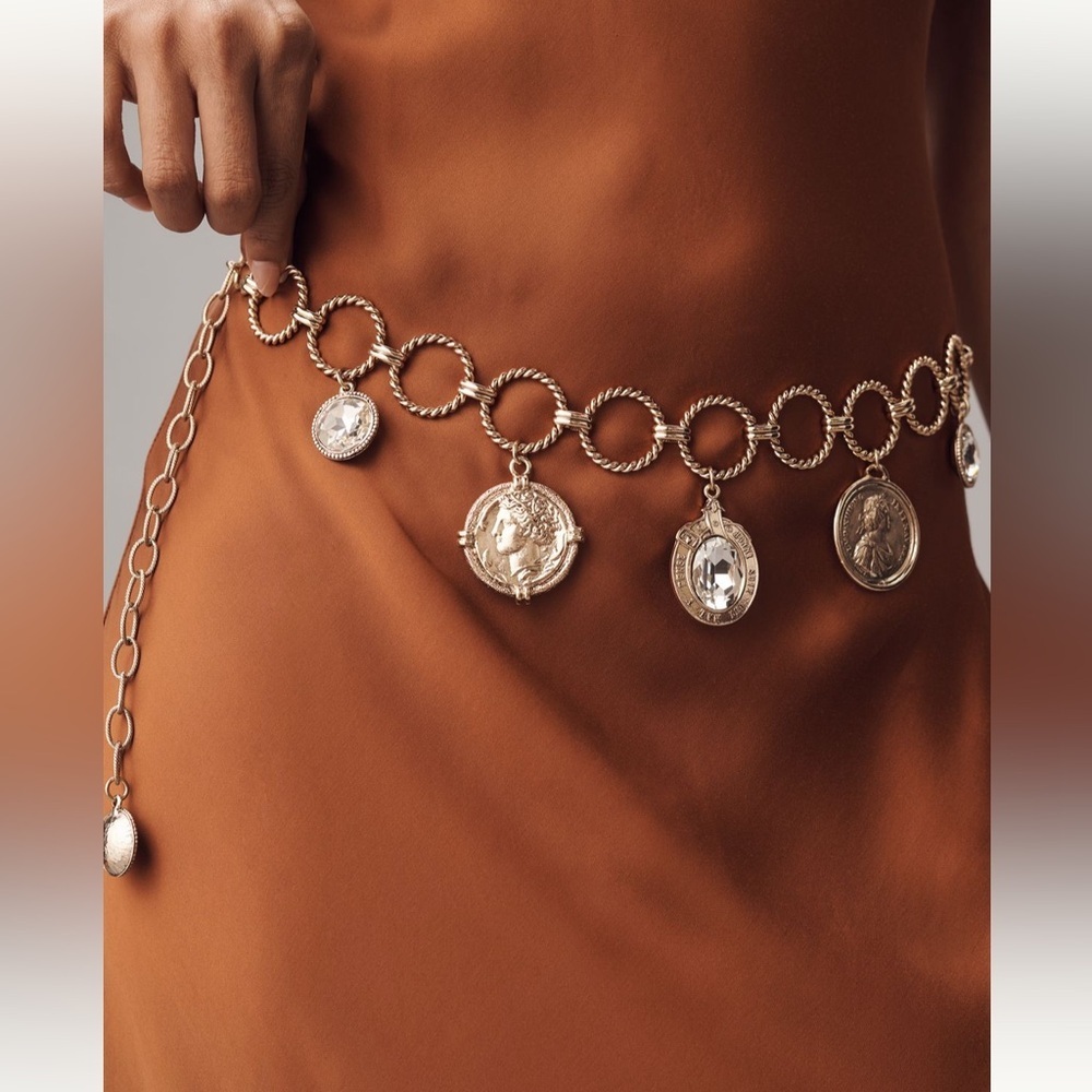 🎉RARE🎉 Anthropologie NWT Coin Charm Chain Belt size ALL.
